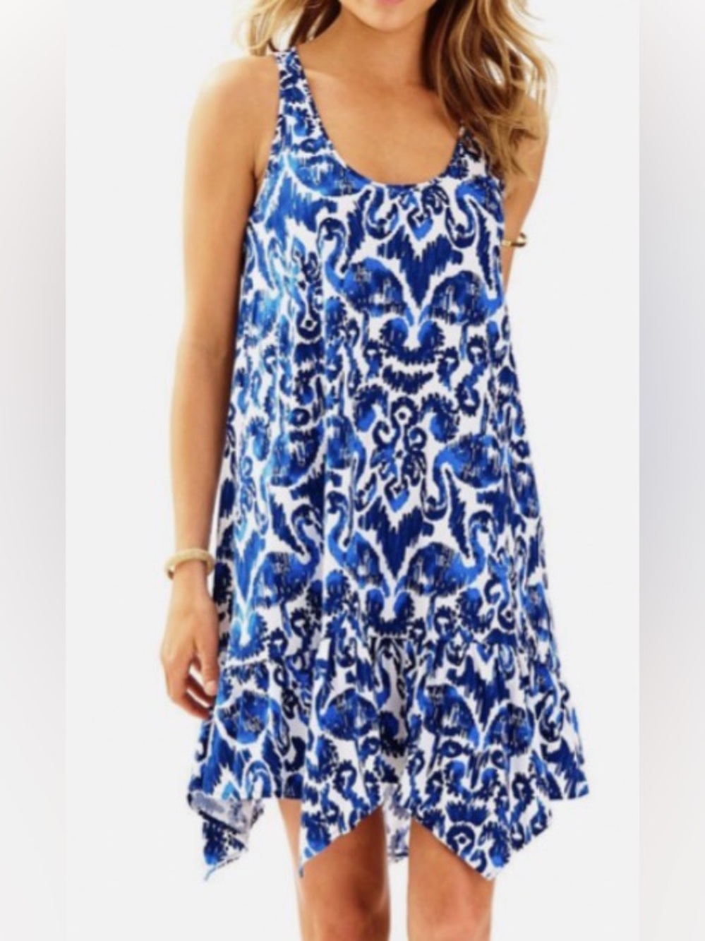 Lily Pulitzer Beach Bathers Blue Flamingo in Hampton Tank Dress XXS